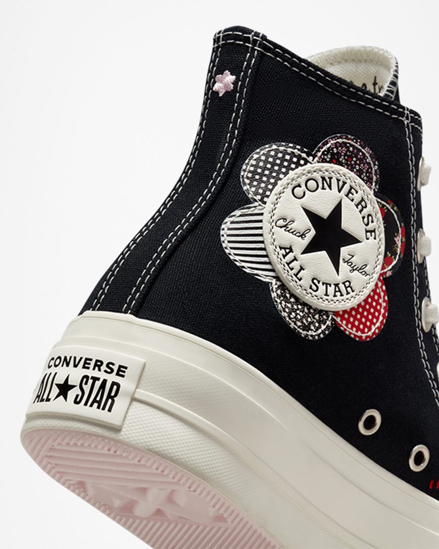 Topanky Na Platforme Converse Chuck Taylor All Star Lift Crafted Patchwork Vysoke Damske Čierne Červené | SK DEONI8